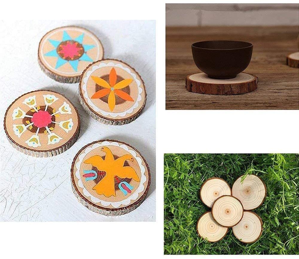 Unfinished Natural Wood Slices 12 Pcs 3.5-4 inch Craft Wood kit Circles  Crafts Christmas Ornaments DIY Crafts with Bark for Crafts Rustic Wedding  Decoration by (3.5-4inch) 
